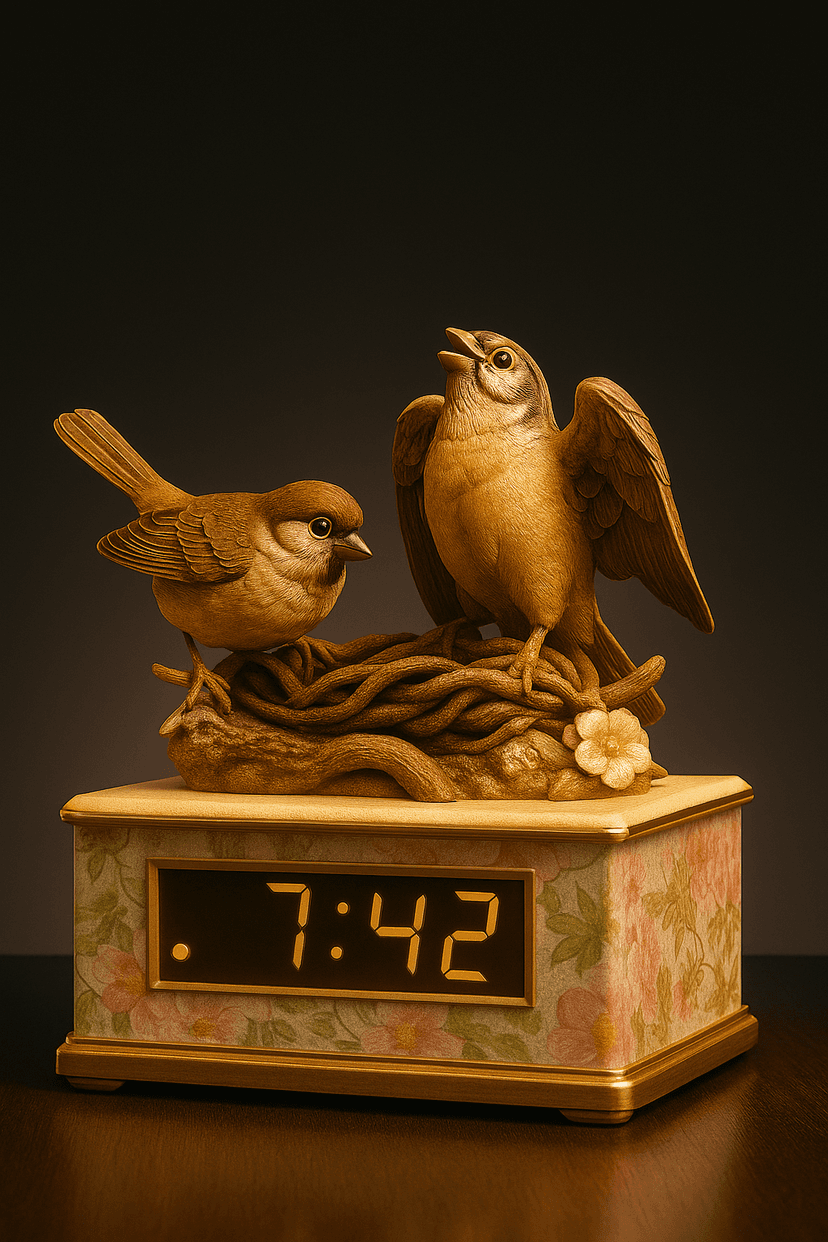 Exclusive Golden Ceramic Bird Clock - Free Gift